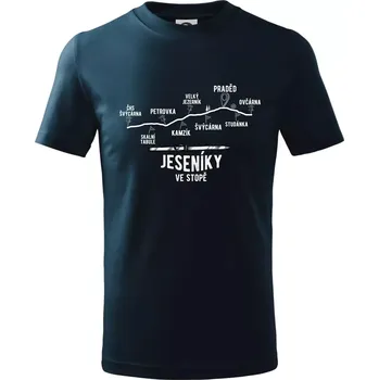 Chlapecké tričko Jeseníky ve stopě - Tričko dětské bavlněné - 98 cm / 2 roky ( Námořní modrá (velmi tmavá - téměř černá) )