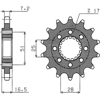 Řetězové kolečko pro sekundární řetězy typu 525, SUNSTAR (16 zubů) SUNSTAR M291-4022-16