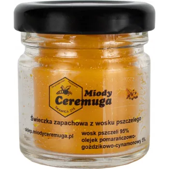 Svíčka Svíčka z včelího vosku s vůní pomeranč, hřebíčku a skořice Miody Ceremuga
