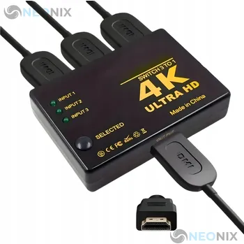 Video redukce HDMI ROZDĚLOVAČ PŘEPÍNAČ SPLITTER 1/3 ADAPTÉR 4K