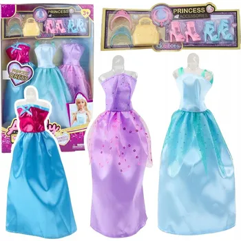 Doplněk pro panenku Sada šatů pro panenky Anlili, boty, kabelka, korunka a doplňky, 9 ks