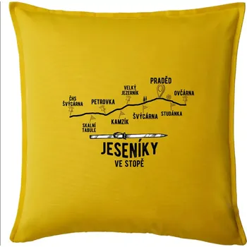 Polštář Jeseníky ve stopě - Polštář 50x50 - 50x50 - Pouze potah ( Žlutá )