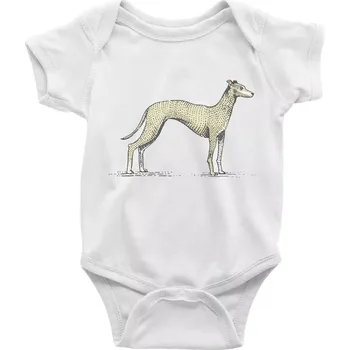 Kojenecký body Vintage Whippet - Body kojenecké s krátkým rukávem - Krátký r. 6-12 mes ( Bílá )