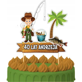 Obraz ZÁPICH DO DORTU Narozeninová Sto Let Ryby RYBÁŘ Kapr Postavičky Ozdoby