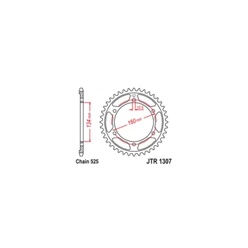 Řetězová sada pro motocykl Řetězová rozeta JT JTR 1307-43 43 zubů, 525