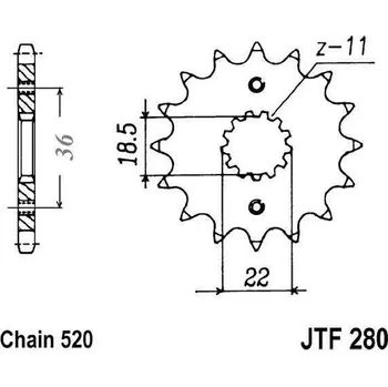 Řetězová sada pro motocykl Řetězové kolečko JT JTF 280-13 13 zubů, 520