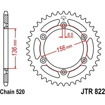 Řetězová sada pro motocykl Řetězová rozeta JT JTR 822-49 49 zubů, 520
