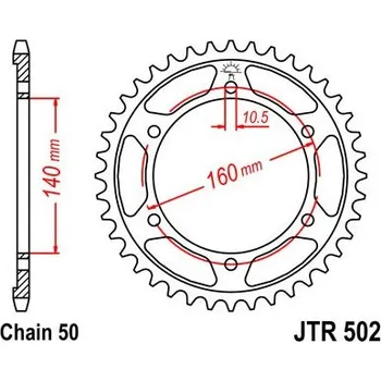 Řetězová sada pro motocykl Řetězová rozeta JT JTR 502-44 44 zubů, 530
