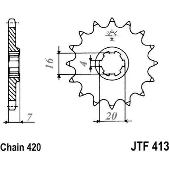 Řetězová sada pro motocykl Řetězové kolečko JT JTF 413-12 12 zubů, 420