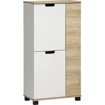 Koupelnový nábytek Skříň Highboard Möbelpartner Emmik dub bílá 59,8 x 116,9 x 32,6 cm