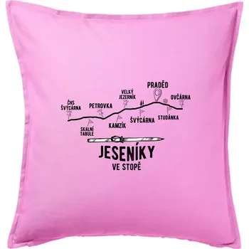 Polštář Jeseníky ve stopě - Polštář 50x50 - 50x50 - Pouze potah ( Růžová )