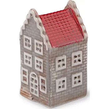 Vánoční dekorace Porcelánový domeček svítící, barva 1 šedobéžová