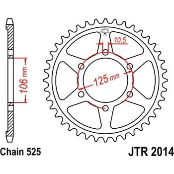 Řetězová sada pro motocykl Řetězová rozeta JT JTR 2014-50 50 zubů, 525