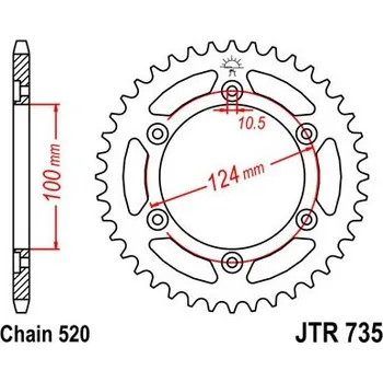 Řetězová sada pro motocykl Řetězová rozeta JT JTR 735-40 40 zubů, 520