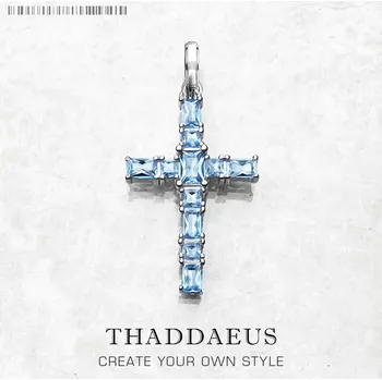 Šperk Stříbrný přívěsek kříž s akvamarínem | šperk