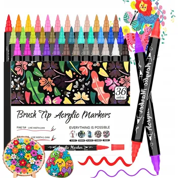 AKRYLOVÉ FIXY NA LÁTKY 36 KS ODĚVNÍCH KAMENÍKŮ POPISOVAČE FIXY