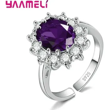 Prsten Stříbrný zásnubní prsten zirkon květ | šperk - fialová