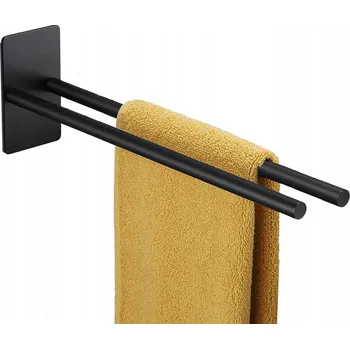 Věšák ČERNÝ NÁSTĚNNÝ VĚŠÁK NA RUČNÍKY DO KOUPELNY 38cm