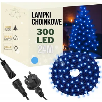 Vánoce Vánoční Osvětlení Na Stromeček 300 LED Stálé světlo 24m Modré IP44 Venkovní