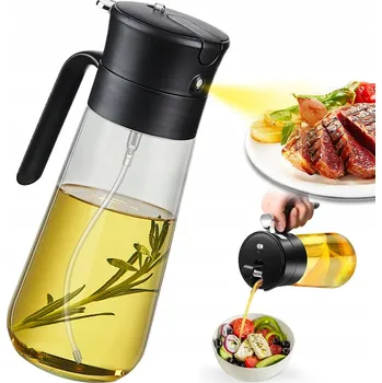 Nádoba na olej a ocet LÁHEV S ROZPRAŠOVAČEM NA OLEJ SKLENĚNÁ NÁLEVKA NA OLEJ 2V1 550ML