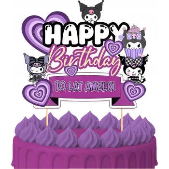 Obraz ZÁPICH DO DORTU Narozeninová Ozdoba na Dort Sto Let KUROMI MY MELODY SANRIO POSTAVIČKY