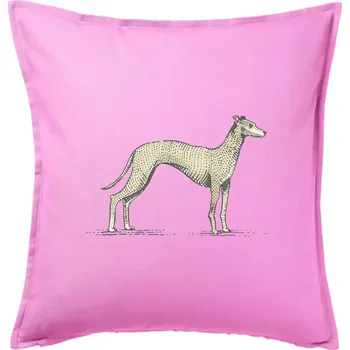 Polštář Vintage Whippet - Polštář 50x50 - 50x50 - Včetně výplně ( Růžová )