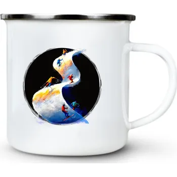 Lyžařská vlna - Plechový hrnek VELKÝ 400ml (500 ml po okraj) - 400 ml