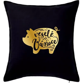 Polštář Zlaté prasátko - Polštář 50x50 - 50x50 - Pouze potah ( Černá )