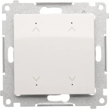 vypínač Tlačítko žaluzií místní 2 násobné, s LED podsvětlením, 6 A / 230 V~, šroubové svorky, Simon 54 DEZ2.01/11, bílá