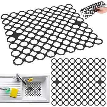 Obraz MŘÍŽKA DO DŘEZU organizér dřezu černá plastová prostiskluzová podložka