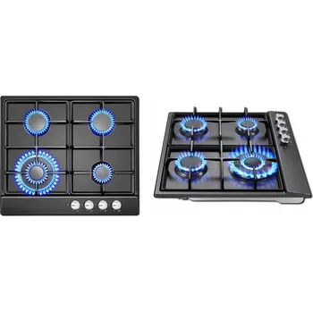 Varná deska Plynová varná deska 4 hořáková 60 cm černá smaltovaná s hořákem WOK 8KW