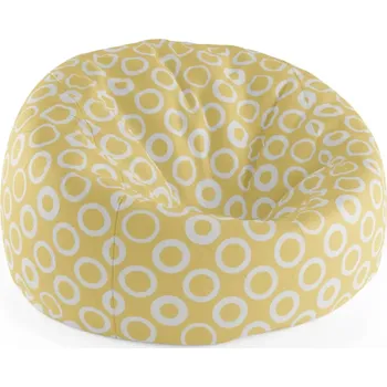 Sedací pytel Sablio Sedací vak Cocoon Bílé kruhy na žluté - 115 x 75 x 45 cm