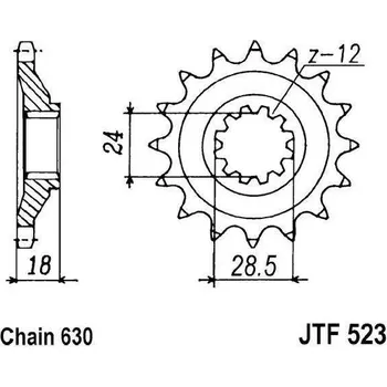 Řetězová sada pro motocykl Řetězové kolečko JT JTF 523-15 15 zubů, 630