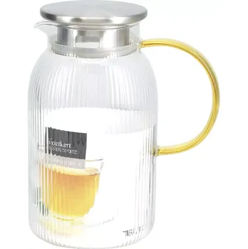 Džbán na čaj z borosilikátového skla, průhledný, nerezové víčko, objem: 1,50 litru, výška: 215 mm, délka: 170 mm, šířka: 116 mm