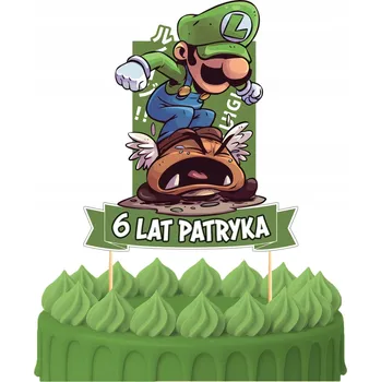 Obraz ZÁPICH DO DORTU Narozeninová Ozdoba na Dort Sto Let SUPER MARIO LUIGI POSTAVIČKY 2 kusy