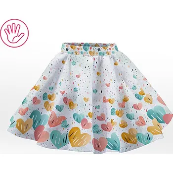 Panel se střihem na ušití oblečení pro panenku kolová sukně Clarissa - srdce světlá 1