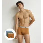 DIM COTTON STRETCH BIO BOXER 3x - Pánské boxerky z bio bavlny 3ks - DI000EAR oranžová - tmavě zelená - světle hnědá XL
