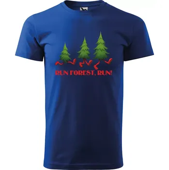 Pánské tričko Sablio Tričko s potiskem Run forest, run! - modré 5XL