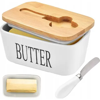 Dóza na potraviny KERAMICKÁ KRABIČKA NA KRABIČKA S VÍKEM A NŮŽEM NŮŽ