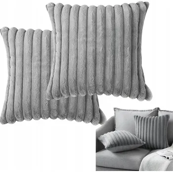 Polštář POVLEČENÍ NA POLŠTÁŘ 50X50CM Z AKSAMITU DEKORAČNÍ MĚKKÉ SVĚTLE ŠEDÉ 2KS