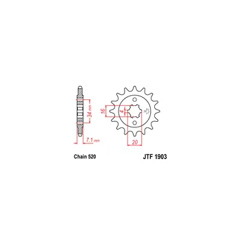 Řetězová sada pro motocykl Řetězové kolečko JT JTF 1903-12 12 zubů, 520