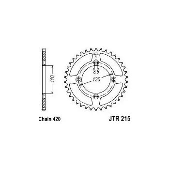 Řetězová sada pro motocykl Řetězová rozeta JT JTR 215-49 49 zubů, 420