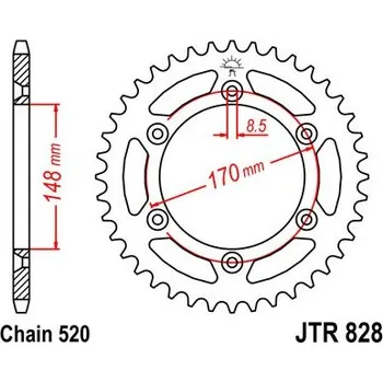 Řetězová sada pro motocykl Řetězová rozeta JT JTR 828-48 48 zubů, 520
