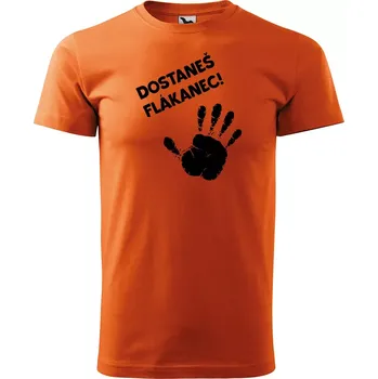 Pánské tričko Sablio Tričko s potiskem Dostaneš flákanec - oranžové XL