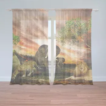 Záclona Sablio Záclony Zvířata ze Sahary: 2ks 150x250cm
