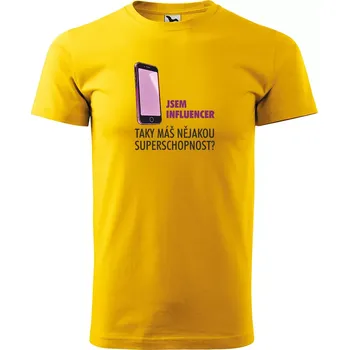 Pánské tričko Sablio Tričko s potiskem Jsem influencer, taky máš nějakou superschopnost? - žluté 5XL