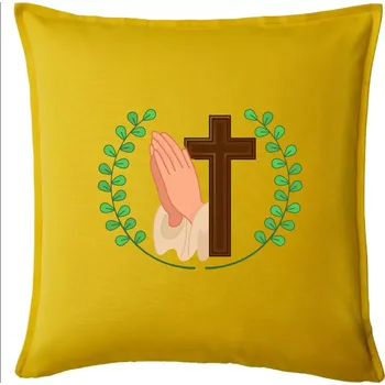 Polštář Věnec - kříž a modlení - Polštář 50x50 - 50x50 - Pouze potah ( Žlutá )