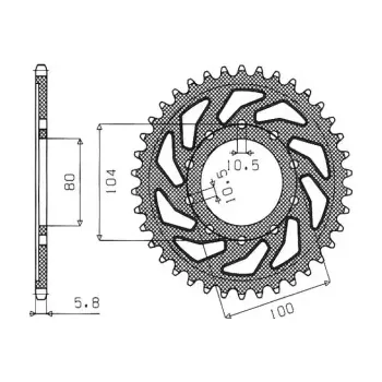 Řetězová sada pro motocykl ocelová rozeta pro sekundární řetězy typu 520, SUNSTAR (46 zubů)