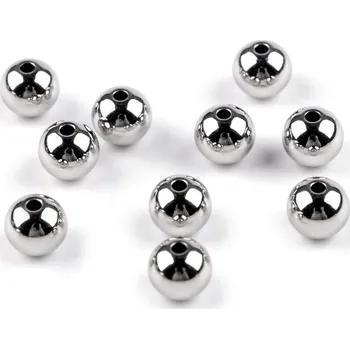 Korálek Korálky z nerezové oceli Ø8 mm, barva platina