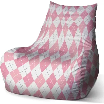 Sedací pytel Sablio Sedací vak Bean Růžové a bílé kosočtverečky - 100 x 90 x 45 cm